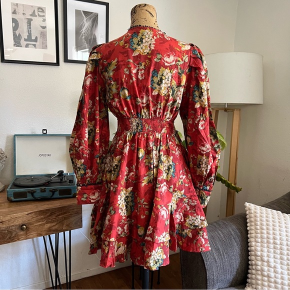 Trish Scully Coralie Dress Coralie Burgundy Floral Size - Picture 8 of 11